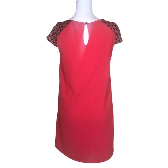 Francescas Buttons Shift‎ Mini Dress Womens Small Coral Short Cap Sleeves - Picture 2 of 9